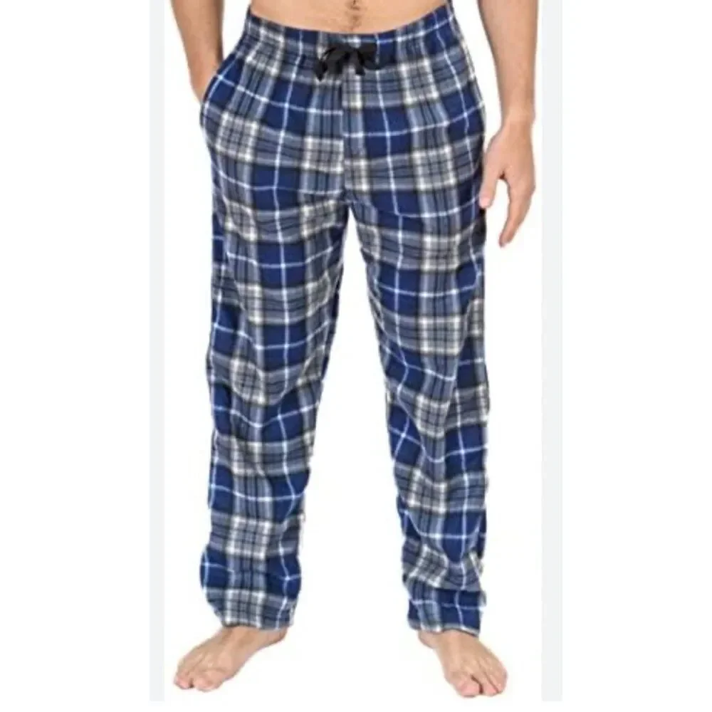 Hanes Men Woven Blue Plaid Pajamas Pant Size S (28-30)